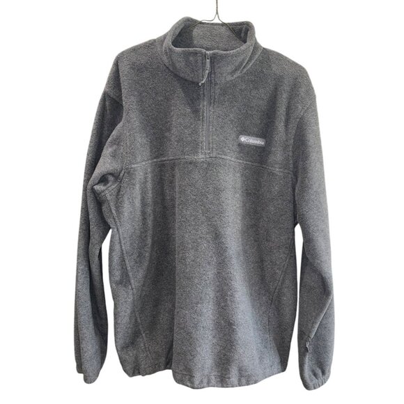 Columbia Mens XL Grey 1/4 Zip Fleece Pullover Jacket  Adjustable Hem Outdoors - Picture 2 of 8
